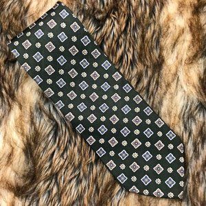 Jos. A. Bank Olive Medallion Silk Tie Hand Sewn in USA